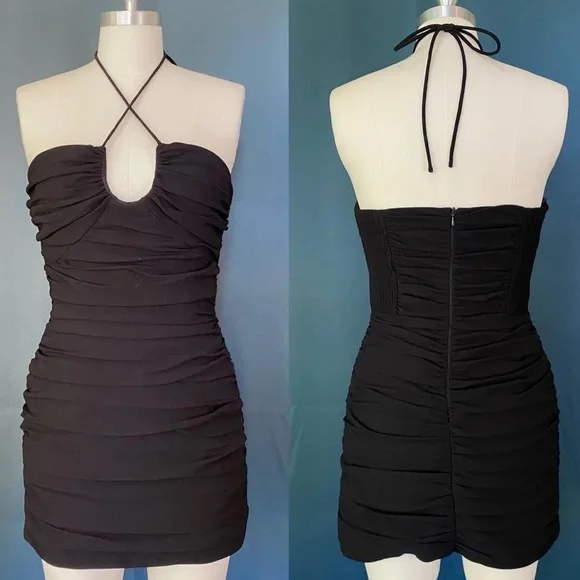 Zara Draped Ruched Bodycon Mini Dress - Picture 2 of 6